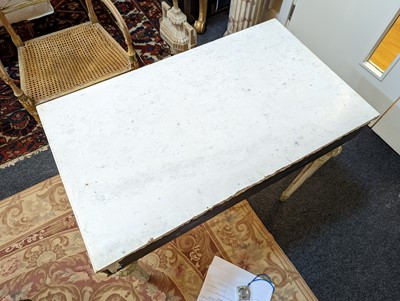 Lot 196 - A Gustavian white-painted and marble console table