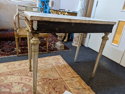 Lot 196 - A Gustavian white-painted and marble console table