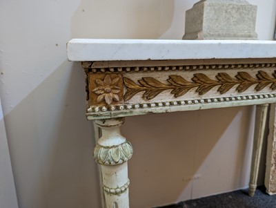 Lot 196 - A Gustavian white-painted and marble console table