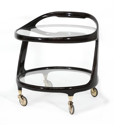 Lot 458 - An Italian modernist lacquered mahogany drinks trolley