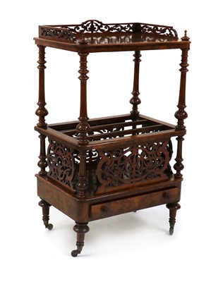 Lot 296 - A mid-Victorian burr walnut Canterbury Whatnot