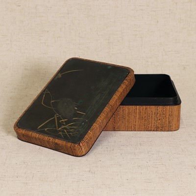 Lot 76 - A Japanese bamboo veneered box and cover