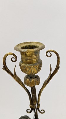 Lot 134 - A pair of bronze and marble candelabra