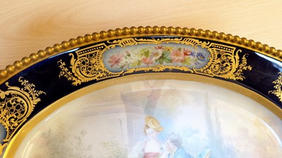 Lot 100 - A 'Sevres' style oval porcelain dish in a gilt metal mount
