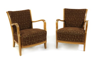 Lot 255 - A pair of Art Deco beech armchairs