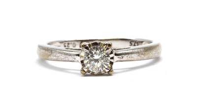 Lot 113 - A 9ct white gold single stone diamond ring