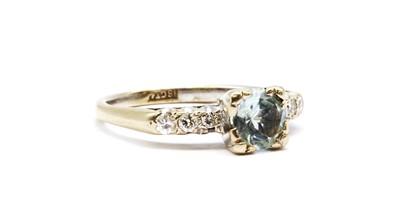 Lot 171 - A white gold aquamarine and diamond ring