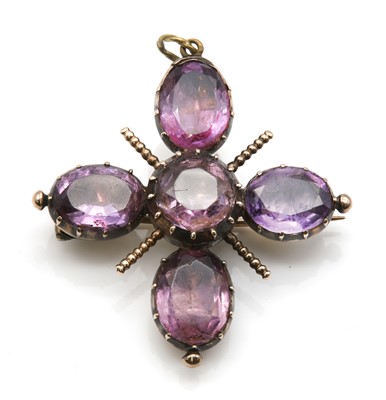 Lot 5 - A Georgian foiled amethyst and paste cruciform brooch/pendant