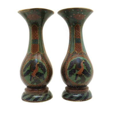 Lot 65 - A pair of large cloisonne enamel vases