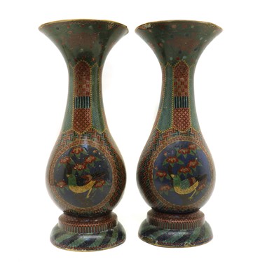 Lot 65 - A pair of large cloisonne enamel vases