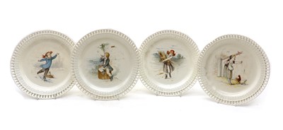 Lot 46 - A cased set of twelve Minton creamware nursery plates