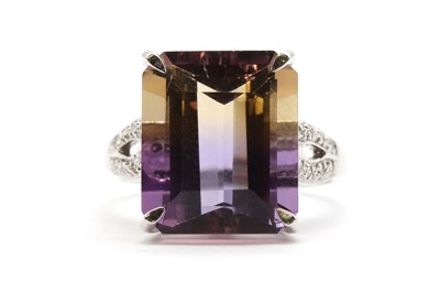 Lot 212 - A 9ct white gold ametrine and diamond ring