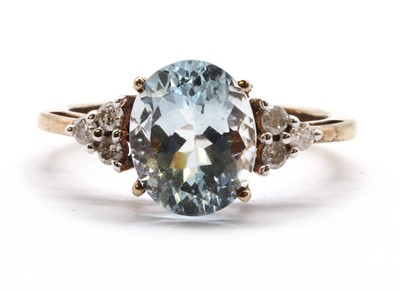 Lot 278 - A 9ct gold aquamarine and diamond ring
