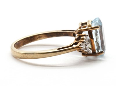 Lot 278 - A 9ct gold aquamarine and diamond ring