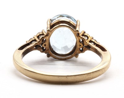 Lot 278 - A 9ct gold aquamarine and diamond ring