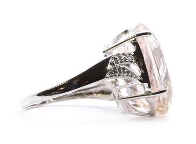 Lot 190 - A 9ct white gold kunzite and diamond ring
