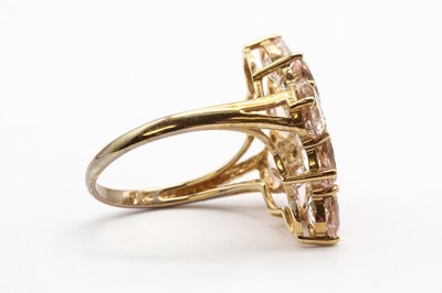 Lot 149 - A 9ct gold morganite and diamond cluster ring