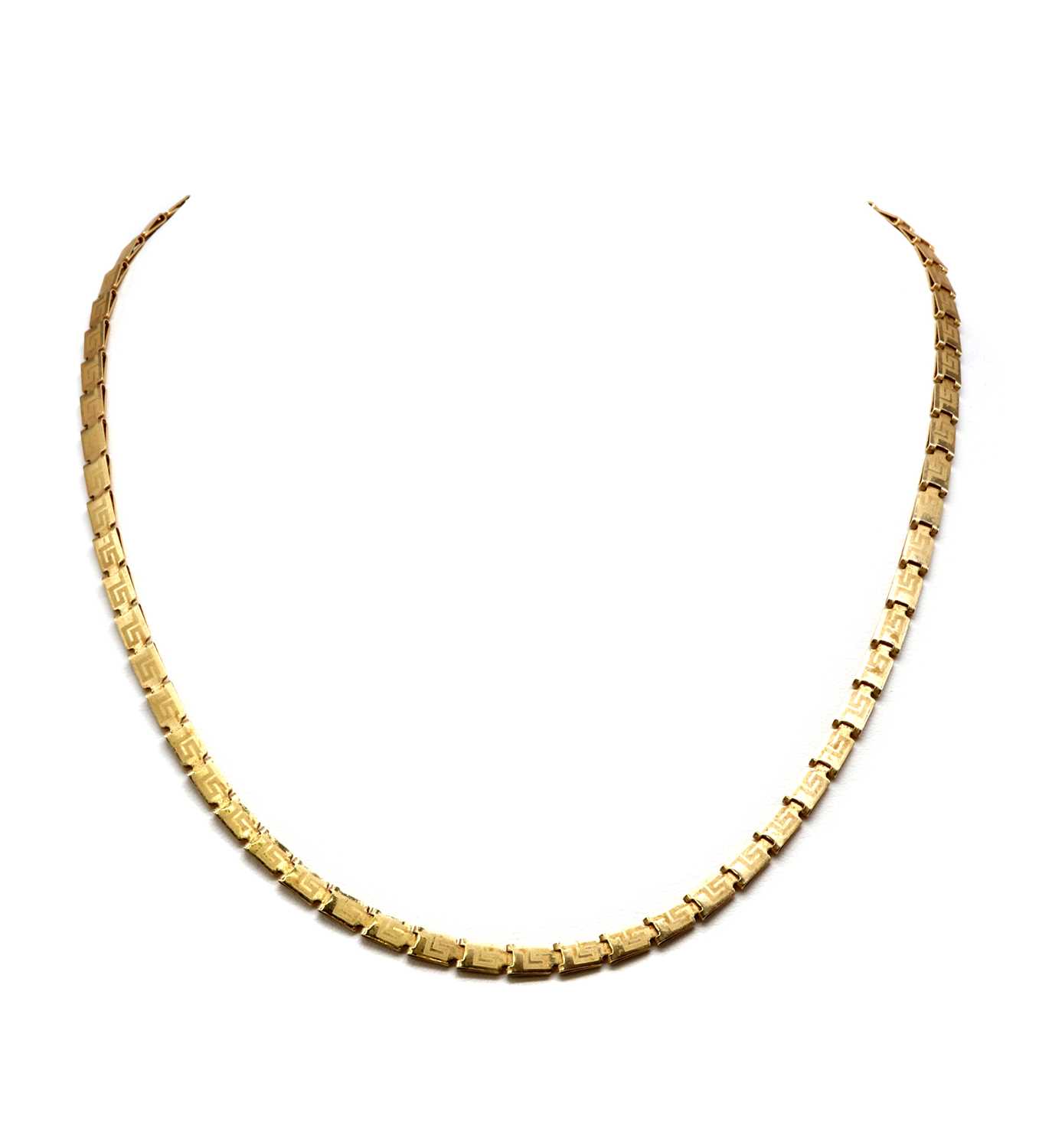 Lot 247 - An Italian gold Greek key necklace