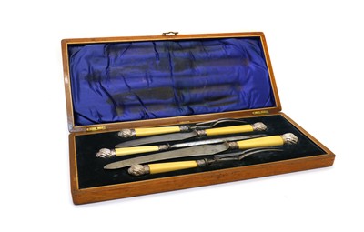 Lot 32 - A late Victorian silver mounted carving set