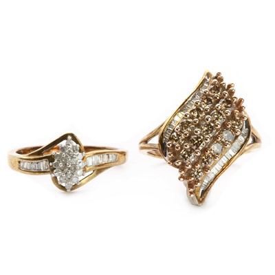 Lot 81 - Two 9ct gold diamond rings