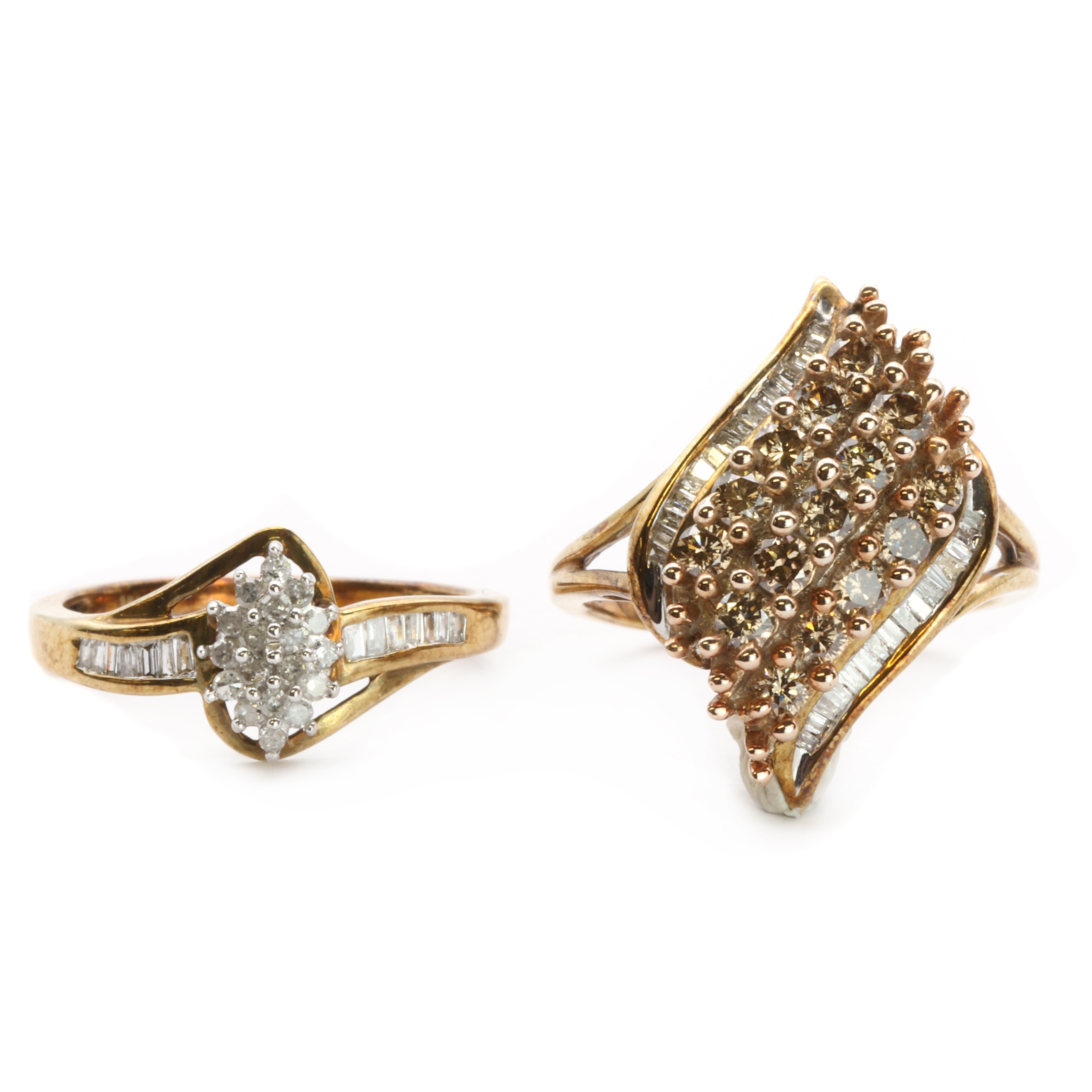 Lot 81 Two 9ct gold diamond rings