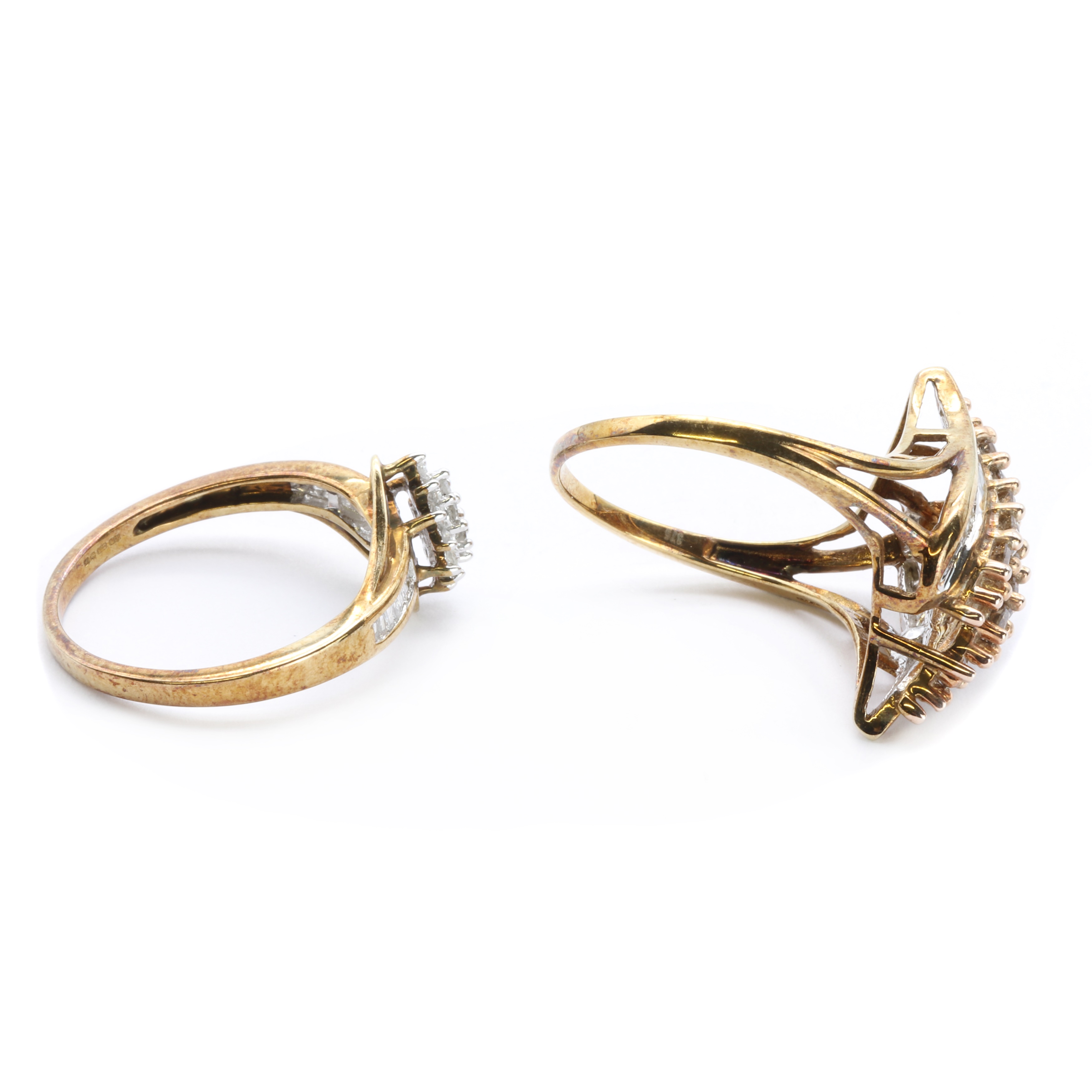 Lot 81 Two 9ct gold diamond rings