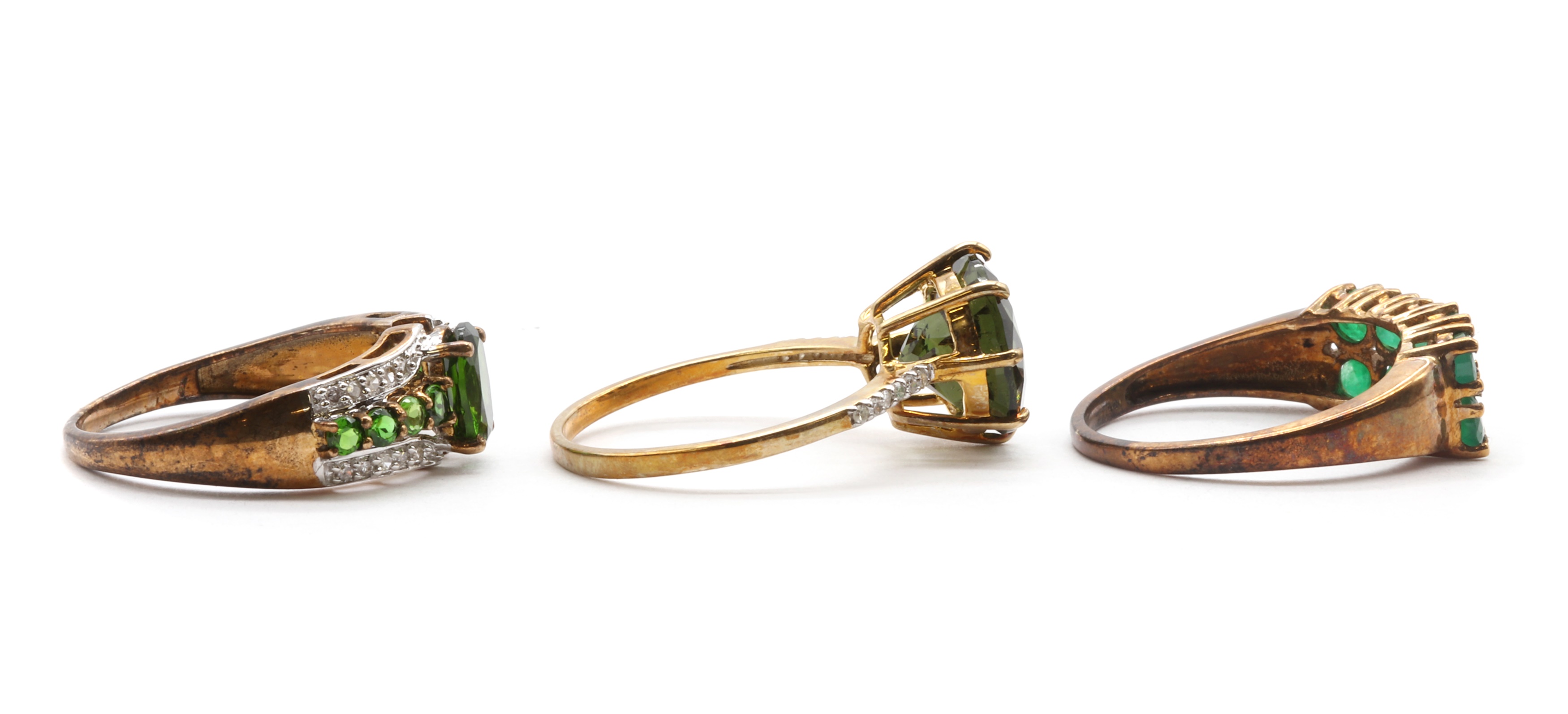 Lot 247 - Three 9ct gold rings,