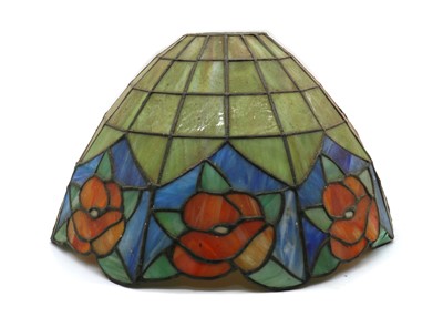 Lot 95 - A Tiffany-style leaded coloured glass lamp shade