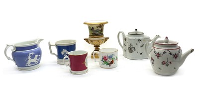 Lot 56 - A shaped oval English porcelain teapot
