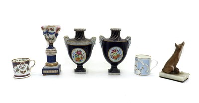 Lot 53A - A pair of Dresden porcelain urn vases