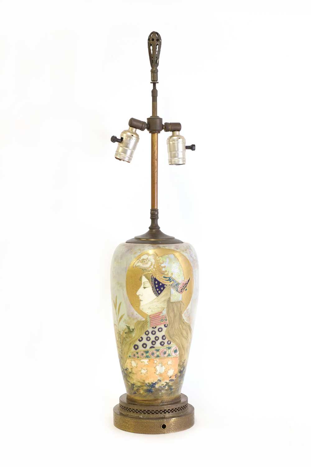 Lot 34 - An Art Nouveau 'Amphora' porcelain table lamp