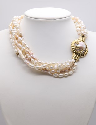 Lot 259 - A six row cultured freshwater pearl torsade necklace