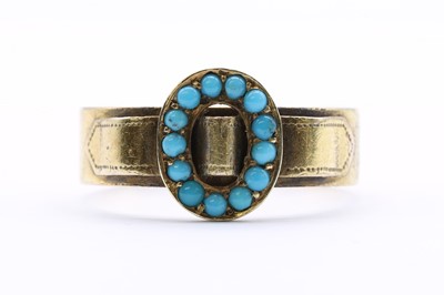 Lot 11 - An Austrian gold turquoise set garter ring