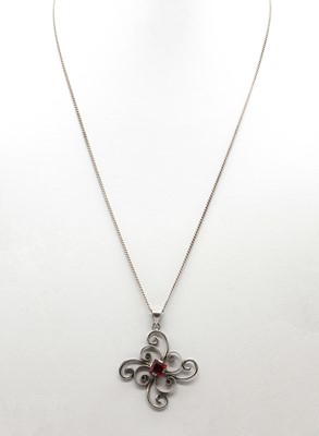 Lot 52 - A Swedish silver paste set pendant, by Sixten Allvin & Co.