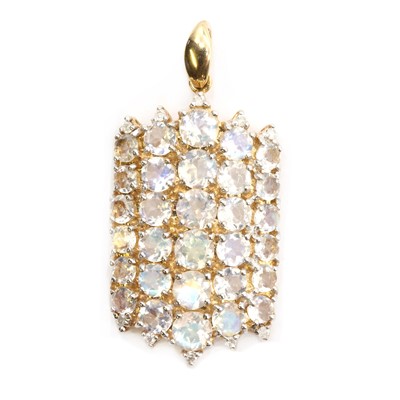 Lot 222 - A 9ct gold moonstone and diamond pendant