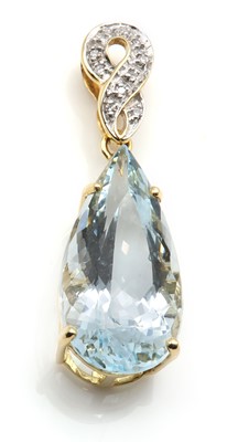 Lot 325 - An 18ct gold aquamarine and diamond pendant
