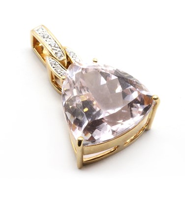 Lot 187 - An 18ct gold kunzite and diamond pendant