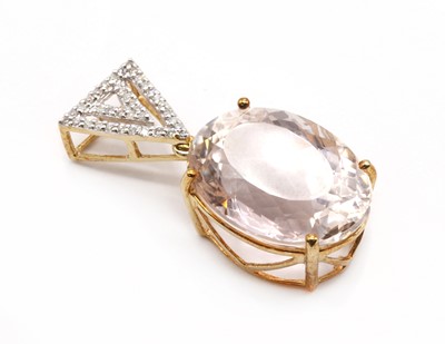 Lot 189 - A 9ct gold kunzite and diamond pendant