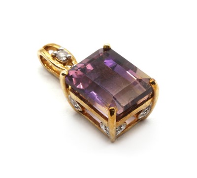 Lot 192 - A 9ct gold ametrine and diamond pendant