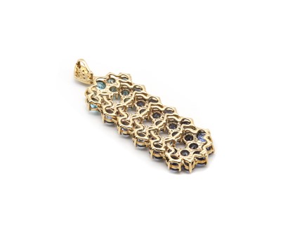 Lot 189 - A 9ct gold sapphire, blue zircon and diamond pendant