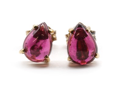 Lot 181 - A pair of gold pink tourmaline stud earrings