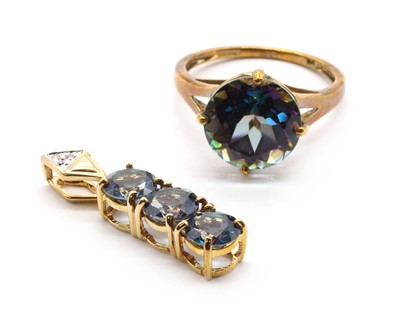 Lot 396 - A 9ct gold coated 'mystic' topaz ring