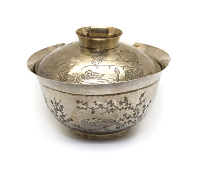 Lot 111 - A Chinese silver bowl and cover