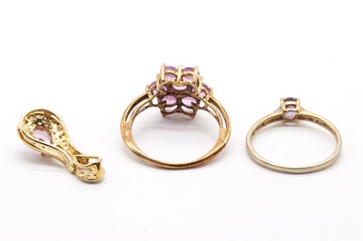 Lot 185 - A collection of 9ct gold pink sapphire jewellery
