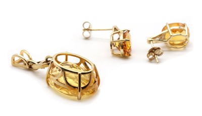 Lot 164 - A pair of 9ct gold citrine and diamond earrings