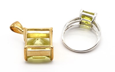 Lot 202 - A 9ct white gold lemon quartz and diamond ring
