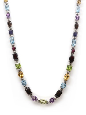 Lot 364 - A sterling silver multi-gem set necklace