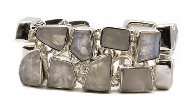 Lot 239 - A sterling silver moonstone bracelet