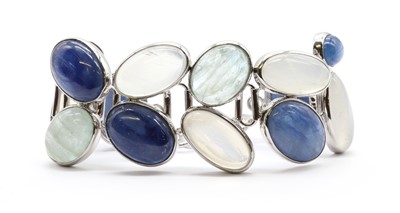 Lot 168 - A sterling silver assorted gemstone bracelet