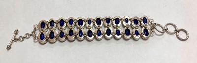 Lot 288 - A sterling silver lapis lazuli bracelet